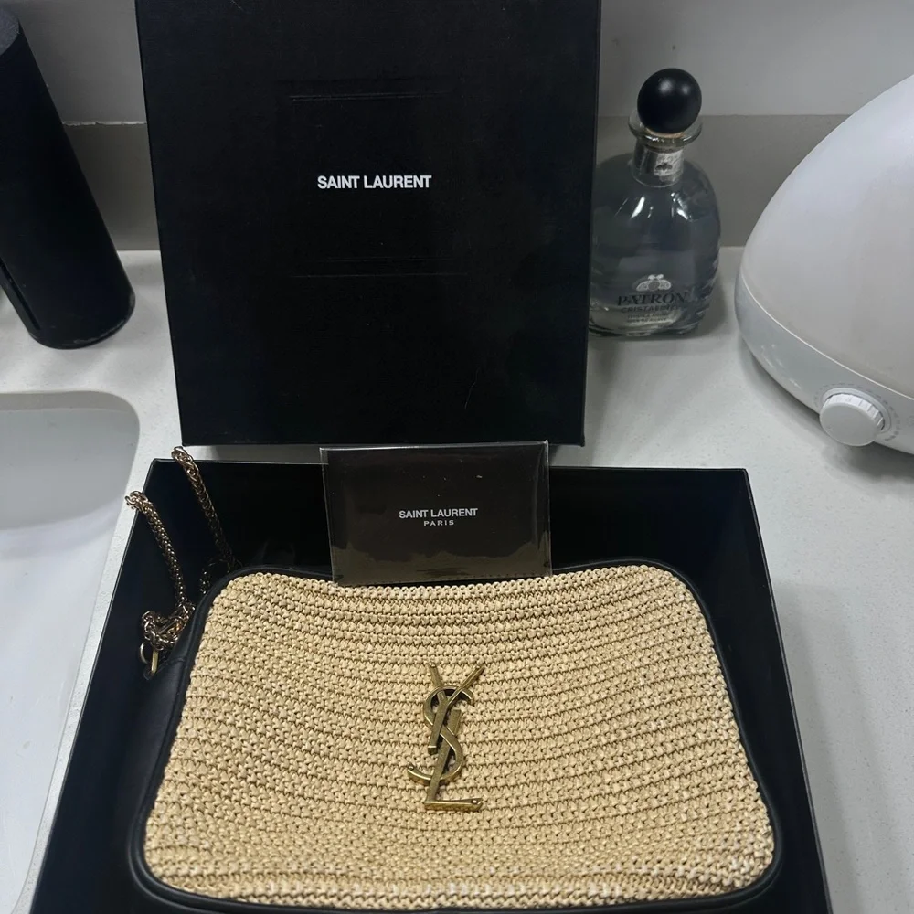 Saint Laurent Gold and Black Woven Clutch - Picture 2 of 2